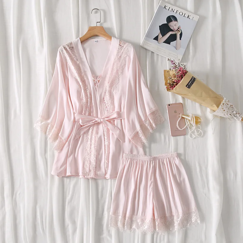 3 шт. пижама комплект для сна женское сексуальное кружевное ночное белье темно