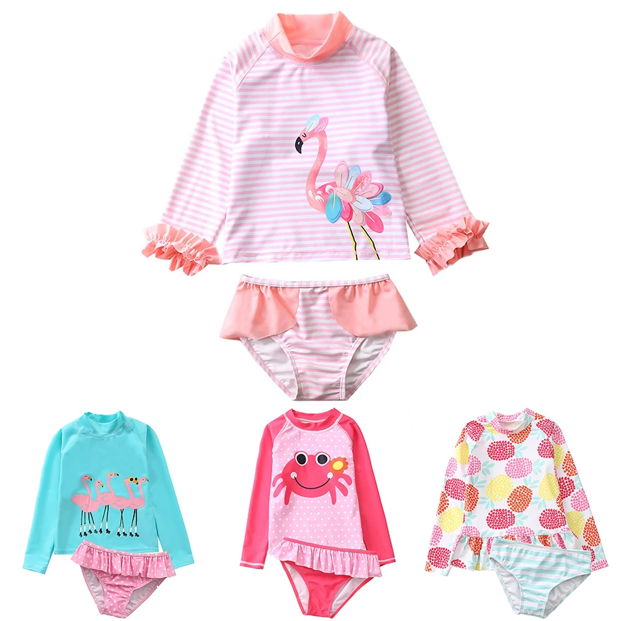 Детский купальный костюм для девочек с длинными рукавами маленьких детей