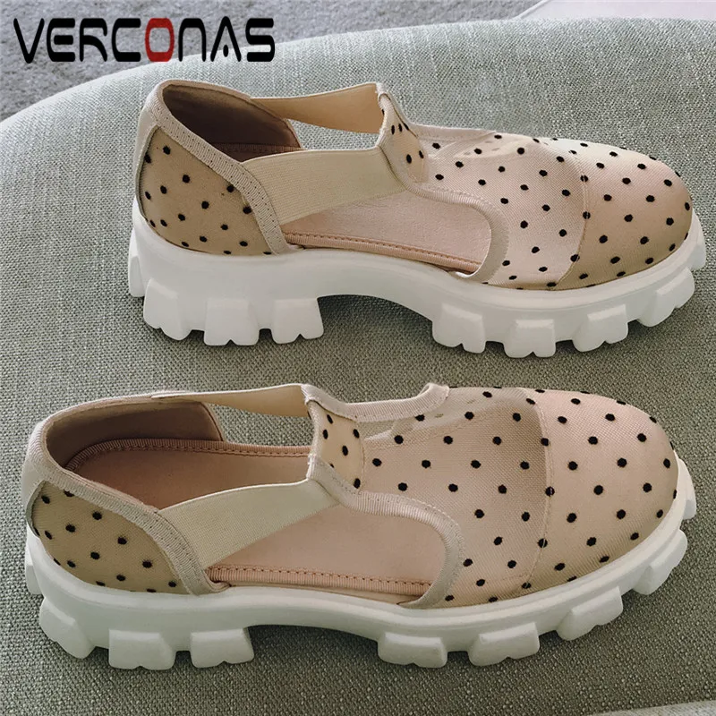VERCONAS женские круглый носок фирменный дизайн Высокое качество На толстой подошве
