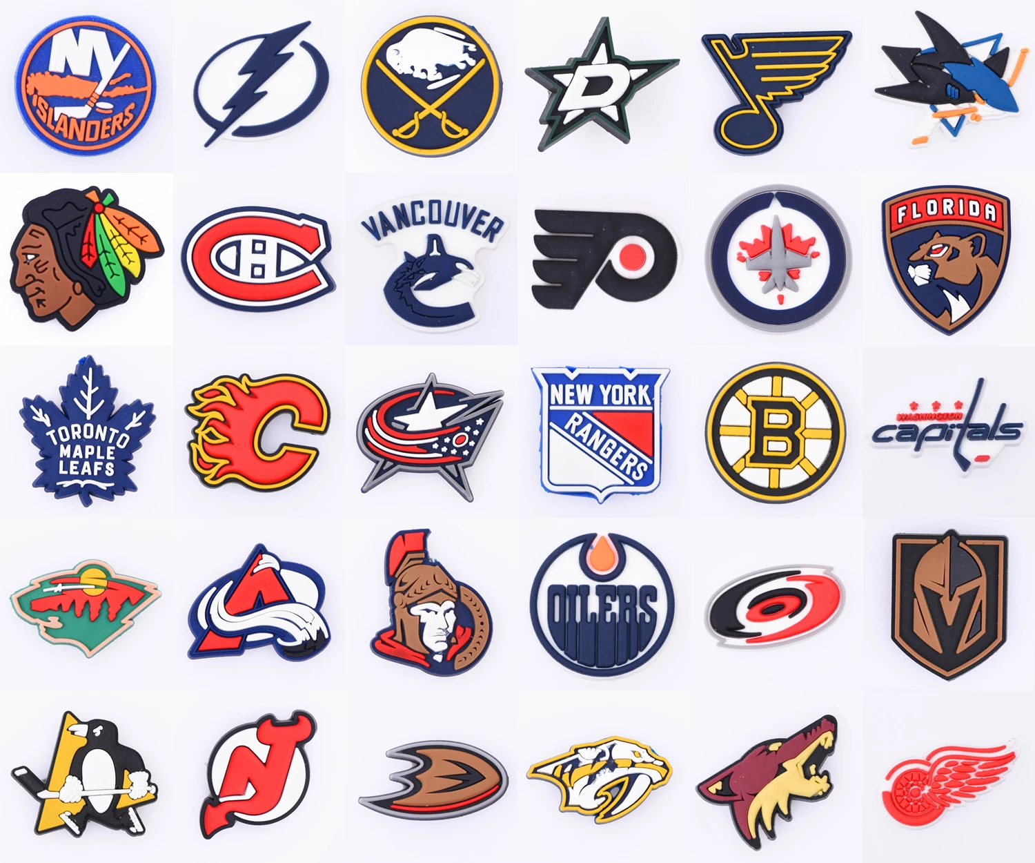 

1 Pcs Hockey Team PVC Croc Shoes Charms N H L Shoe Charm Accessories Boy Ice Sport Bracelet Decoration for Kid's Birthday Gift