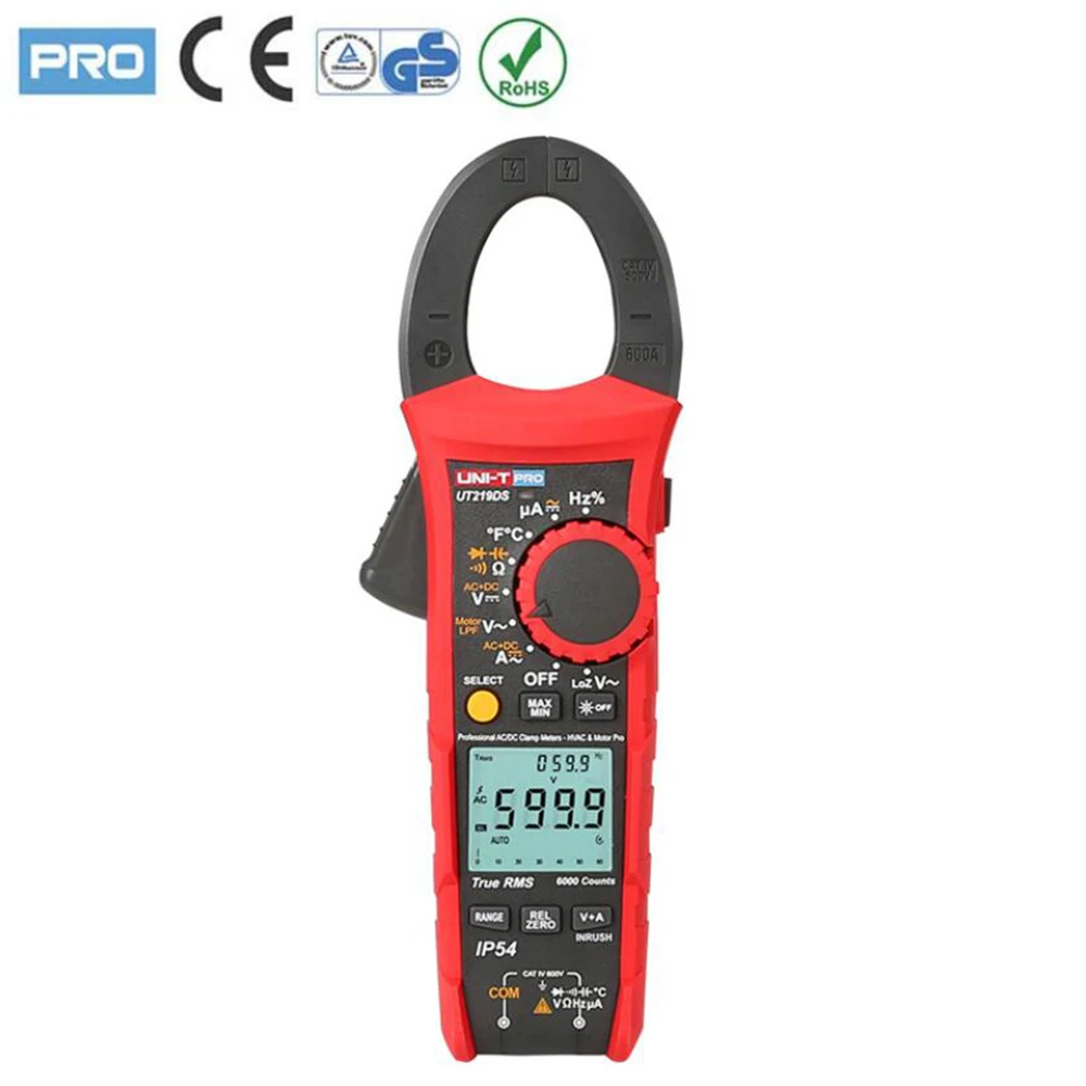 

UNI-T UT219DS Professional 600A true RMS Clamp Meter,CAT IV 600V Rating.Flashlight/Auto Backlight,3-Phase Motor Sequence Test.