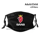 Маска для лица с фильтрами Saab, моющаяся, многоразовая, для детей, взрослых, автомобилей