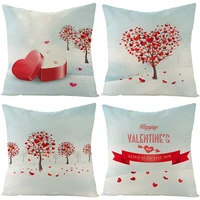 red love heart throw pillow case valentine day linen cushion cover decoration home festival gift ornament wedding party decor