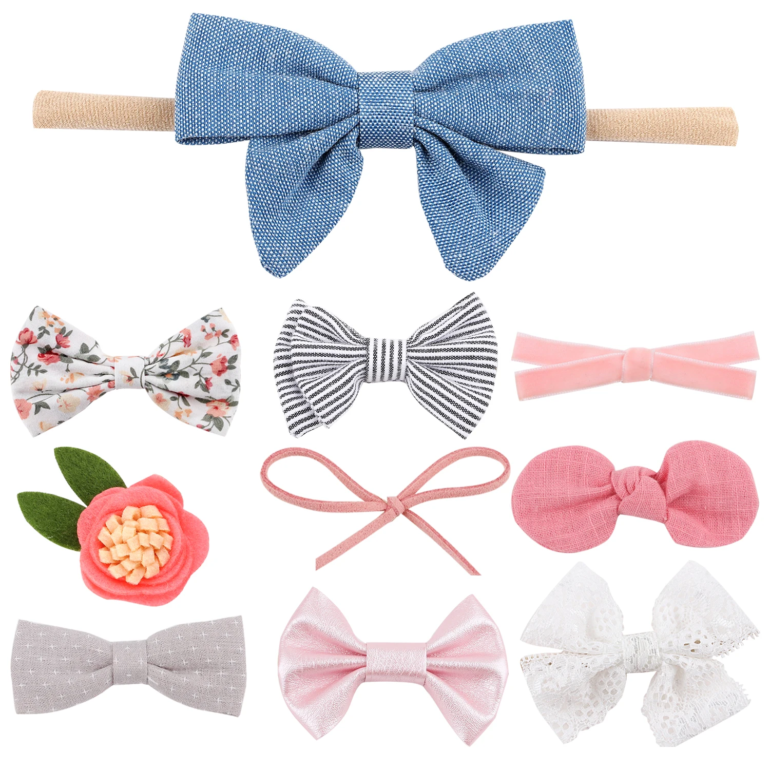 

ncmama 5PCS/lot Bowknot Baby Girls Headband Infant Elastic Nylon Hair Band Bandeau Newborn Headwear Kids Hair Accessories Gifts