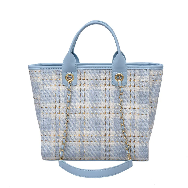 

Fashion Woolen Cloth Big Handbags Women Shoulder Bags 2021 High Capacity New Plaid Ladies Casual Totes Bag Female Purses