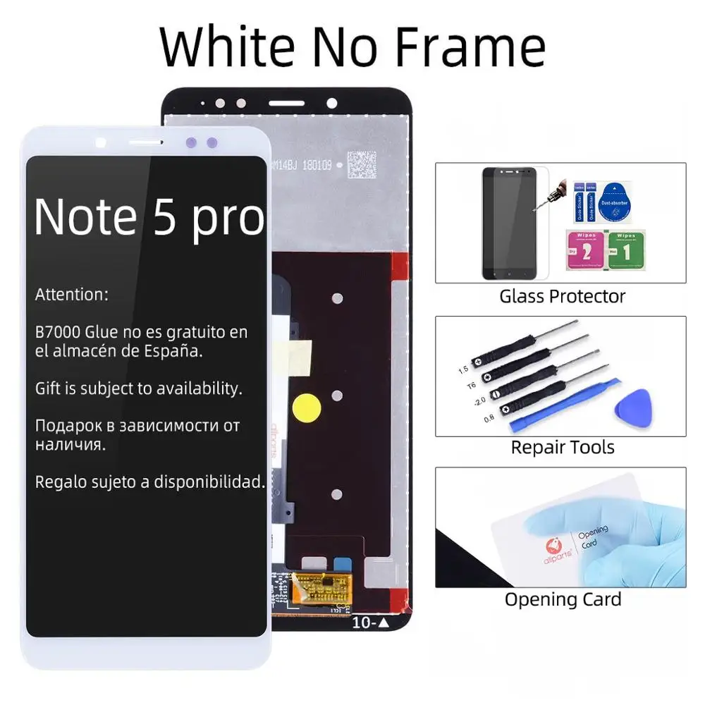 White No Frame Дисплей для Xiaomi Redmi Note 5 LCD в сборе с тачскрином на рамке 5.99'' черный белый - Цвет: White No Frame