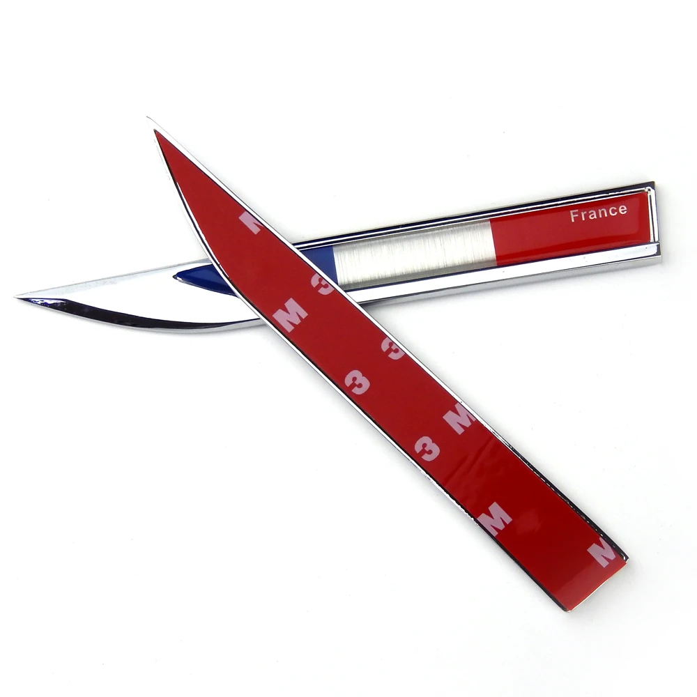 

2PCS France French FLAG Side Fender Skirts Knife Type Sticker Badge Emblem Decal