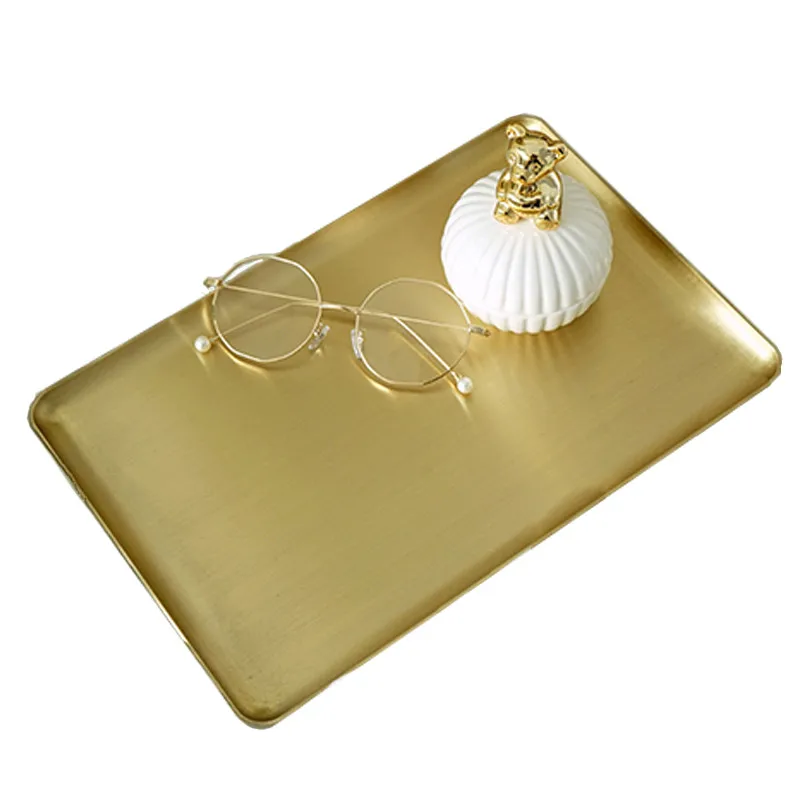

Tray For Tea Set Brass Fruit Plate Livingroom Hotel Tea Table Useful Rectangle Saucer Receiving Disk Fruit Plate European Style