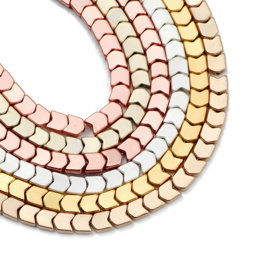 

YHBZRET 4mm 100pcs Matte Gold Silvers Hematite Natural Stone arrow Spacer Loose Beads For Jewelry Making Diy bracelets 15inch
