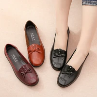 spring leather shoes women loafers summer fashion bowknot non slip flat shoes shallow female moccasins loafers women shoes flats