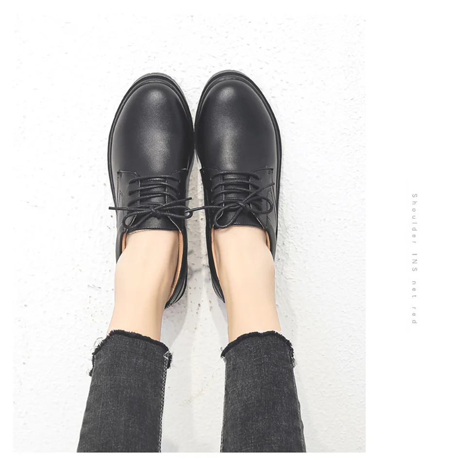EOFK/модные черные кожаные туфли; женские мокасины; Chaussures; дизайнерские туфли на плоской подошве со шнуровкой; женские туфли-Дерби; Mujer