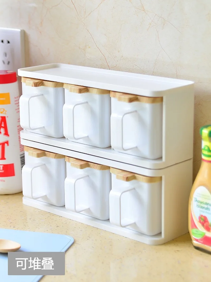 Коробка для приправ пластиковая бутылка соли перца порошка кухонная хранения