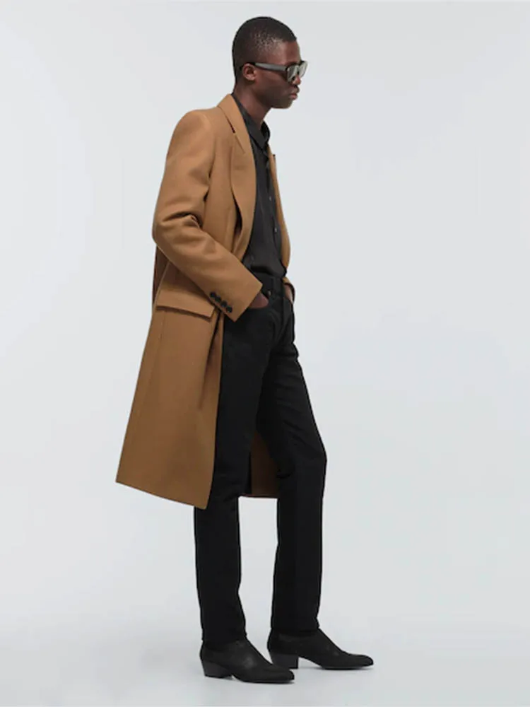 Мужское Свободное длинное кашемировое Прямое пальто новинка зимы 2021 мужское