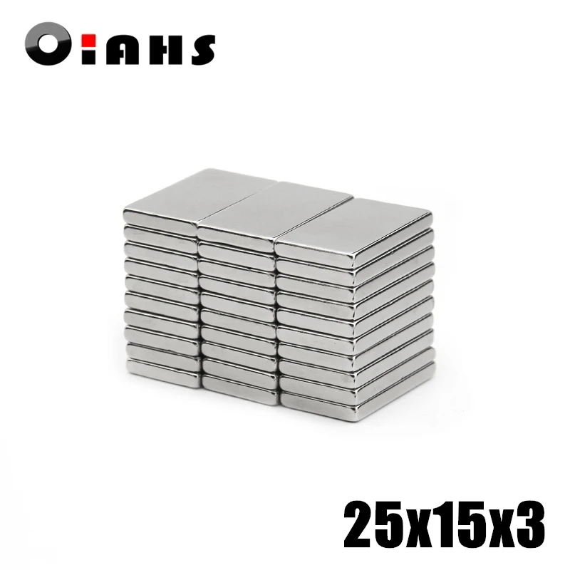 Супермощный редкоземельный блок неодимовый магнит NdFeB N35 F25 * 15*3 мм 50 шт. f25x15x3 мм|n35