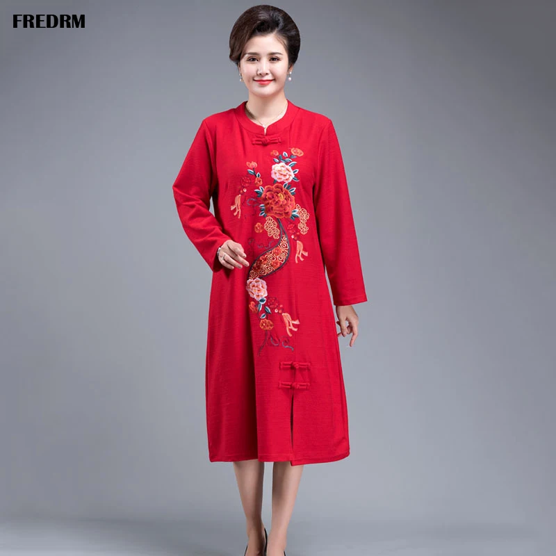 Женские платья с вышивкой весна-лето 2020 большие размеры 5XL длинным рукавом