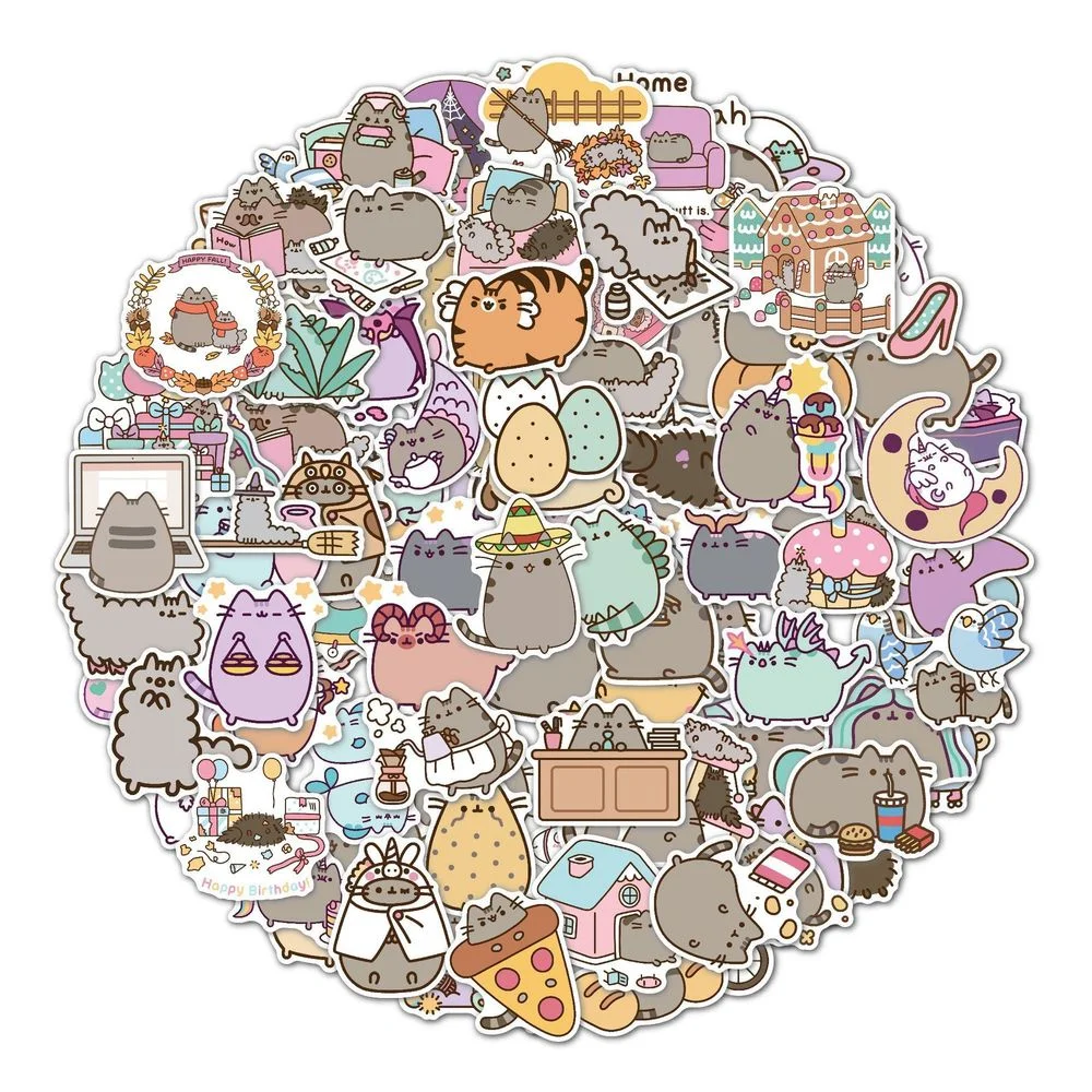 50/100PCS Cute Kawaii Cat Stickers Aesthetic Laptop Phone Wa