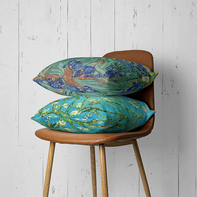 van gogh oil painting pillowcase sofa cushion cover sunflower starry night throw pillow cover wedding party home decor 45x45cm free global shipping