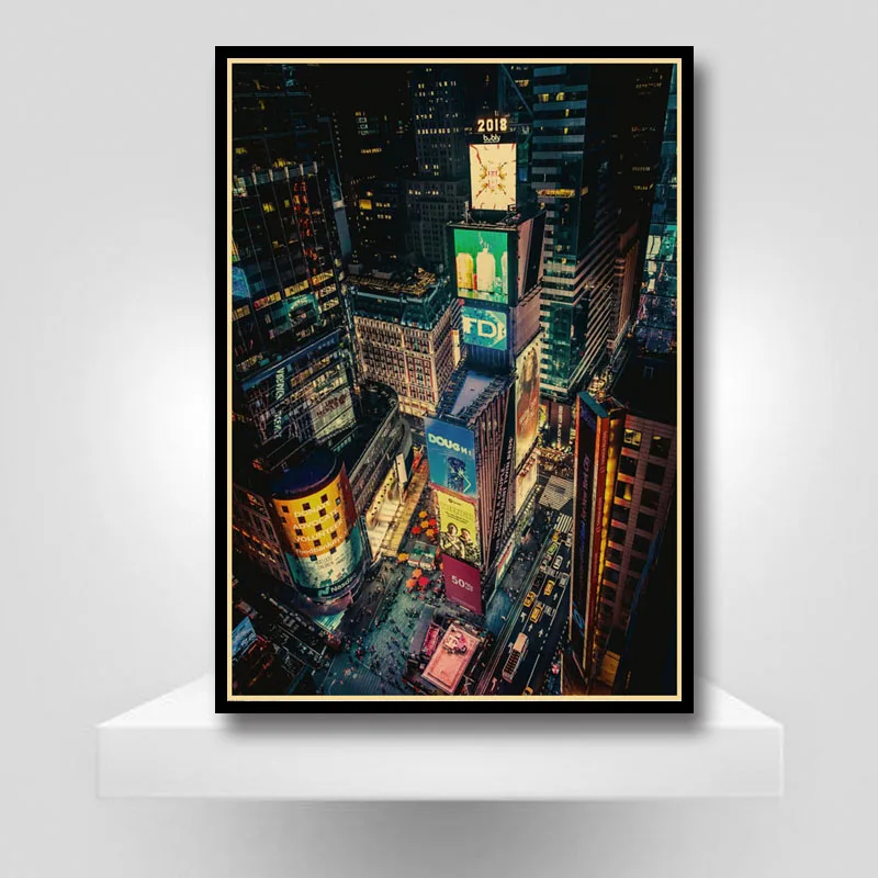 

New York City Poster Retro Kraft Paper Landscape Posters and Prints Painting Wall Art Picture Bar Cafe Hotel Home Decor