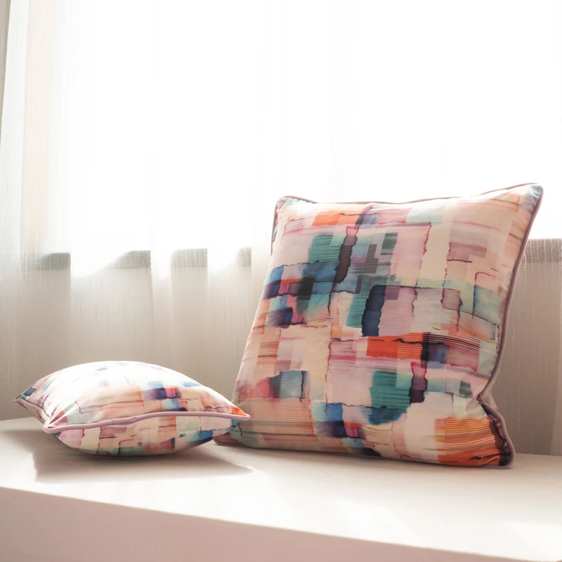 Наволочка бархатная с абстрактным геометрическим принтом без набивки|Наволочки|