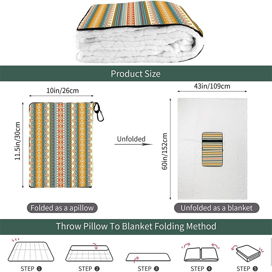 Preço Flores étnicas Viagem Travesseiro Cobertor Dois-em-um Mochila Cinta E Compacto Avião Saco Cintura Suporte 60x43 Polegadas