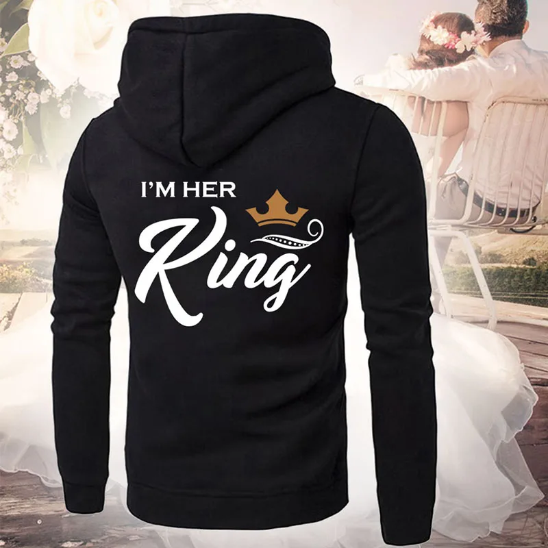 KING QUEEN толстовки для пар Harajuku для женщин мужчин унисекс черная толстовка с капюшоном длинный рукав женский пуловер Топы