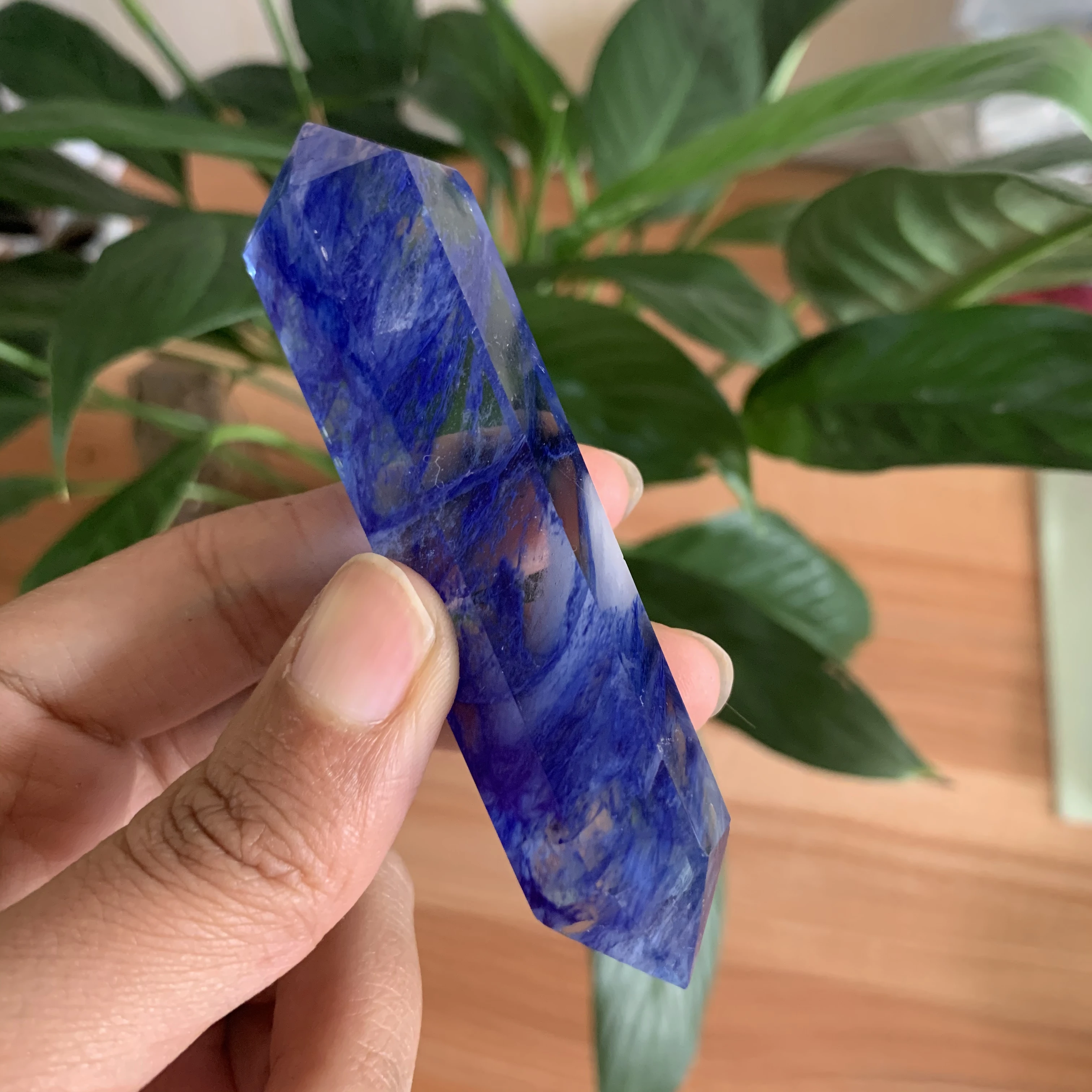 1 штука голубого плавления с двойным заостренным кварцевым кристаллом исцеление