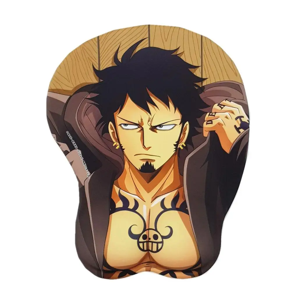 

One Piece Luffy/Zoro/Ace/Law 3D Anime Male Chest Gaming Mouse Pad with Gel wrist rest Original 2WAY fabric