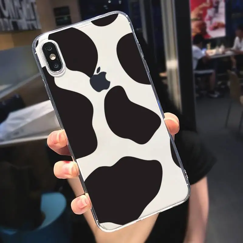 

cow print animal Phone Case Transparent soft For iphone 5 5s 5c se 6 6s 7 8 11 12 plus mini x xs xr pro max
