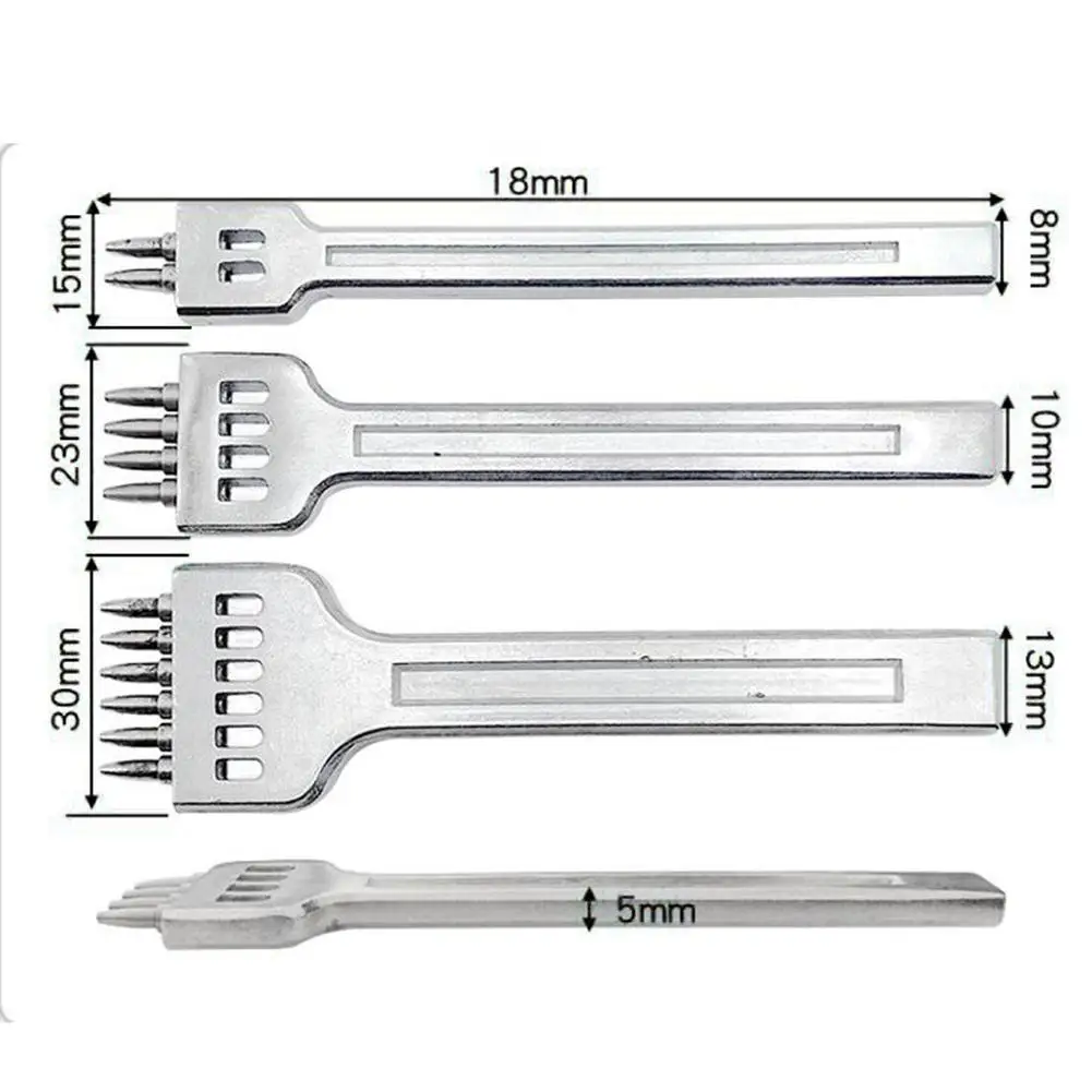 

4mm Spacing Punch Tool For Leather Hole Punches Tool Lacing Stitching Sewing DIY Leather Craft Tools 2/4/6 Prong Puncher