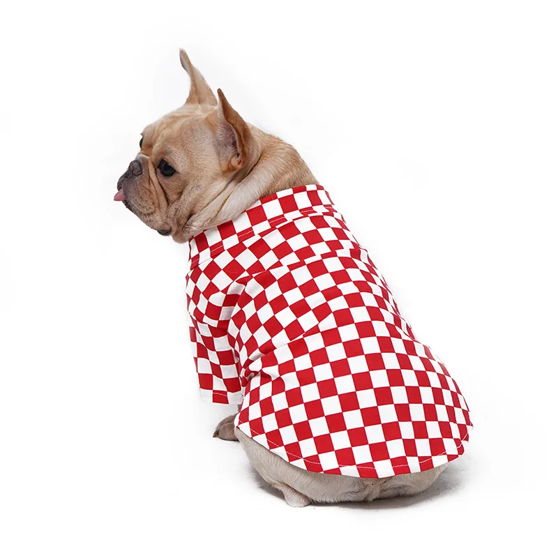 Одежда для домашних животных рубашка Красная белая клетчатая Толстовка собак