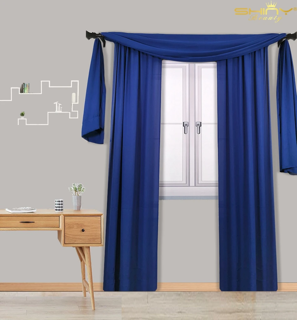 Синяя Современная Короткая занавеска для кухни 72 дюйма s 36x72 дюймов Тюль шифон фон