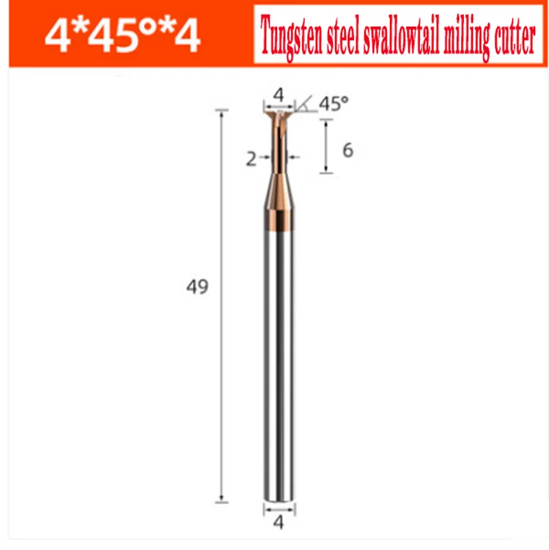 

55Degree Carbide Tungsten Steel Swallowtail Milling Cutter 45Degree Chamfering 4*49*4*6