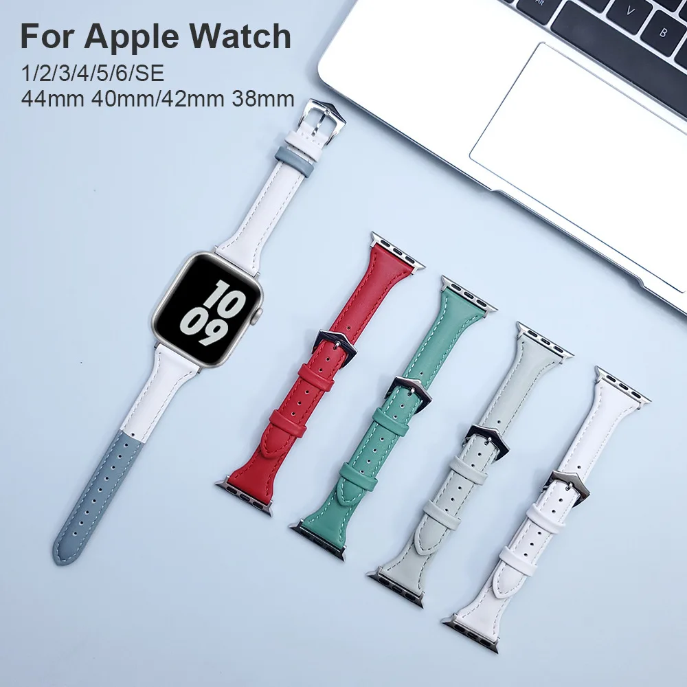 For Apple watch Band 40mm 38mm Woman Slim Leather Strap For iWatch Series 1 2 3 4 5 6 SE 44mm 42mm Bracelet correa Watchband