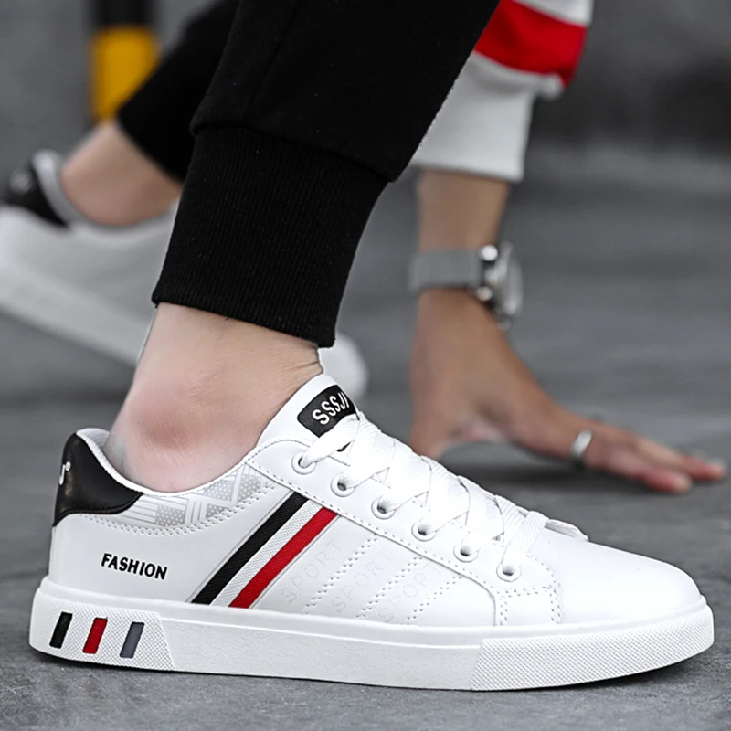 Супер классические мужские повседневные теннисные туфли простые дышащие белые
