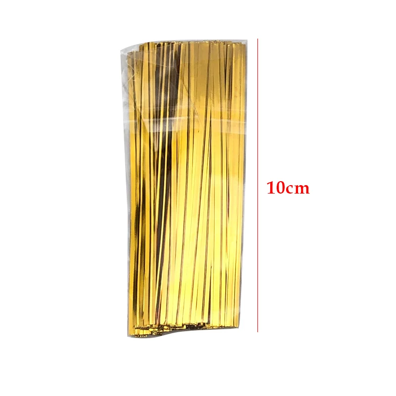 

100pcs/lot Bread Pocket Transparent OPP Bag Snack Package Bag With Golden Cable Ties Packing
