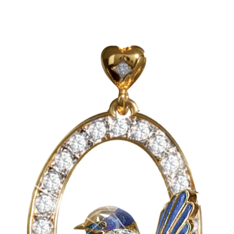 

OMHXZJ Wholesale EA572 European Fashion Fine Woman Girl Party Birthday Wedding Gift Bird Tree AAA Zircon 18KT Gold Stud Earrings