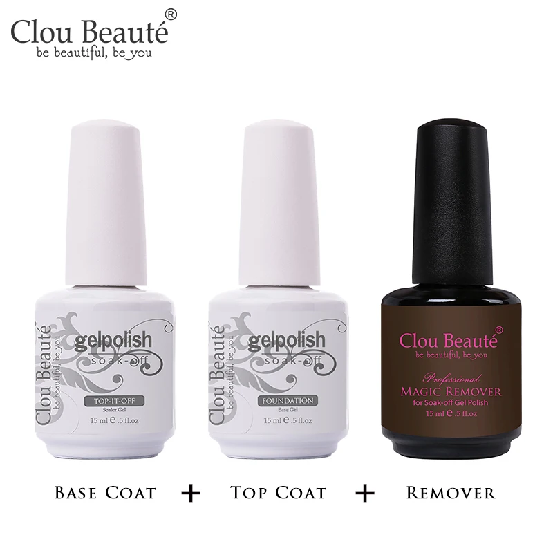 BT and Remover Clou Beaute 15 мл верхнее покрытие Bese покрытие лак для ногтей гель Лаки маникюр Дизайн ногтей смывка для лака стойкий гель Праймер - Цвет: BT and Remover