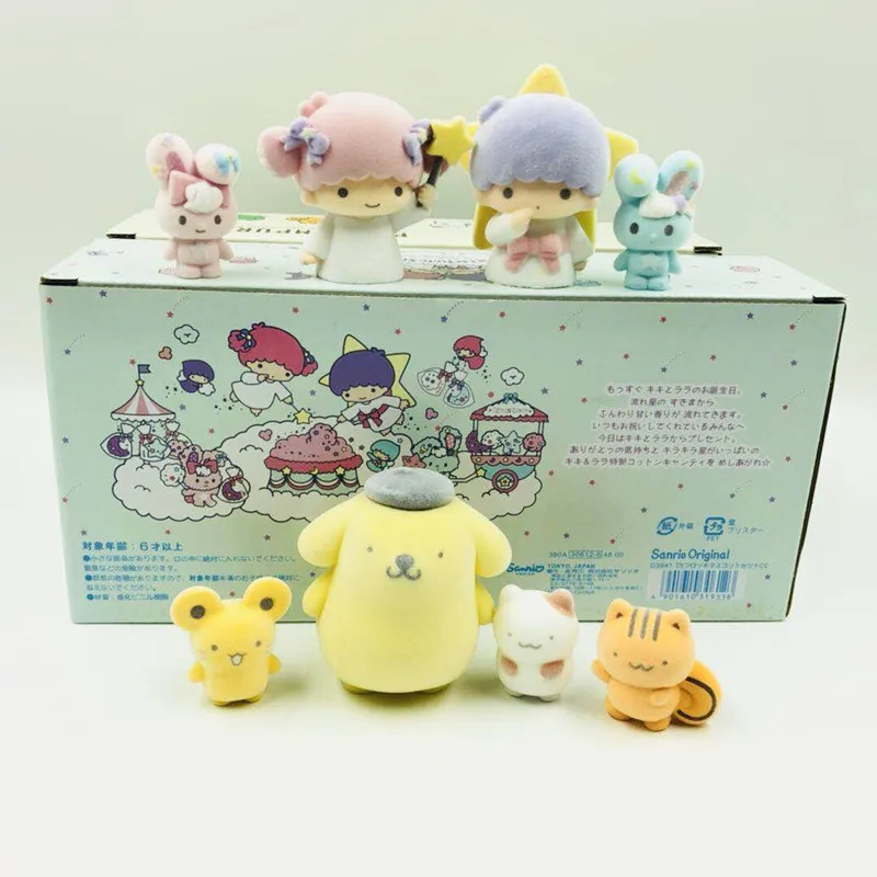 Милые Pom pudin Pudding Dog Little Twin Stars Флокирование ПВХ Модель фигурка игрушка кукла