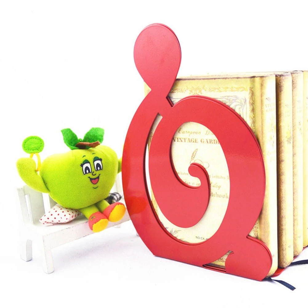 

1pair Musical Note Non Skid Home Decor Office Supply School Stand Book Storage Shelf Metal Bookend Holder Vintage Desk Organizer