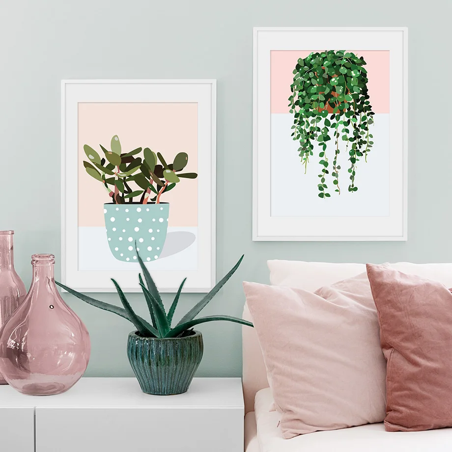 Modern Small Green Plant Potted Dill Canvas Painting Picture Poster and Print Home Wall Art Decoration for Living Room | Дом и сад