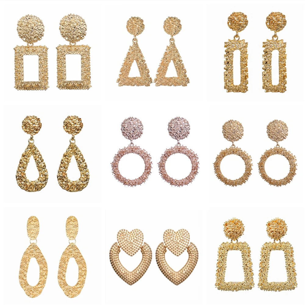 Массивные серьги кольца для женщин панк тяжелый металл золотой цвет