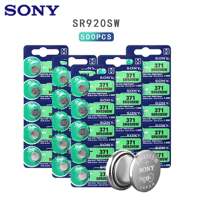 500 шт. для Sony 100% оригинал 370 AG6 371 SR920SW 920 1 55 V батарея часов кнопка батареи монет