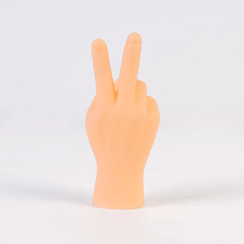 Simulation little hands funny mini hands foot finger sleeve silicone hand puppet novel prank finger toys tease cat props images - 6