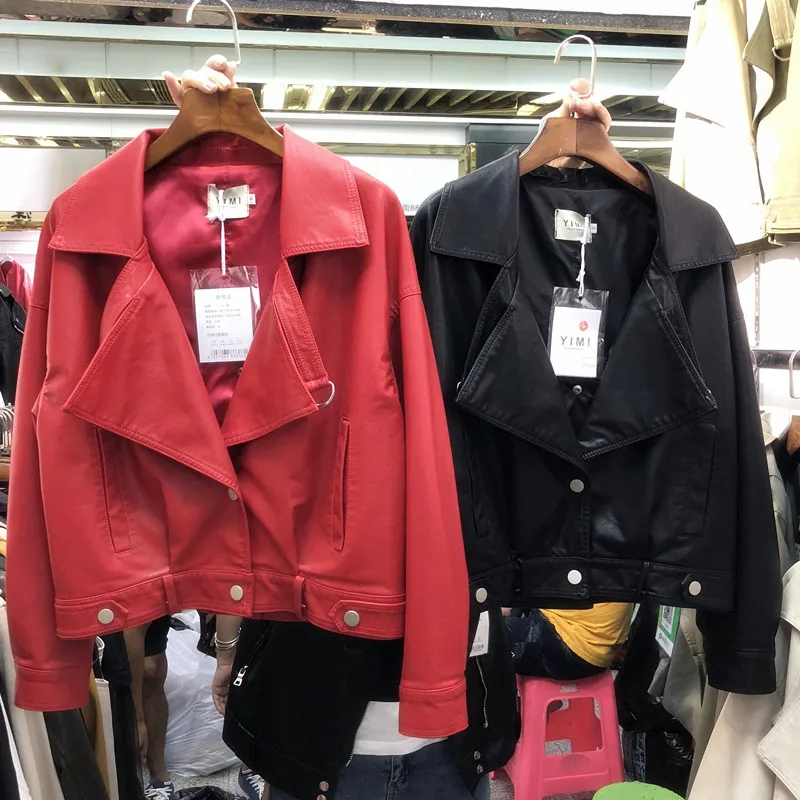 Fitaylor женская куртка из искусственной кожи с заклепками красная черная зеленая