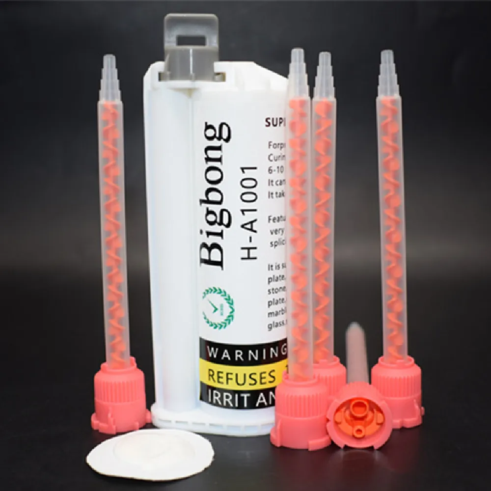 

10:1 50ml White Acrylic Adhesive Glue Wood Stone Metal Ceramic Granite Glass Quartz Adhesion & 5pcs 1:10 Mixing Nozzles Mixer