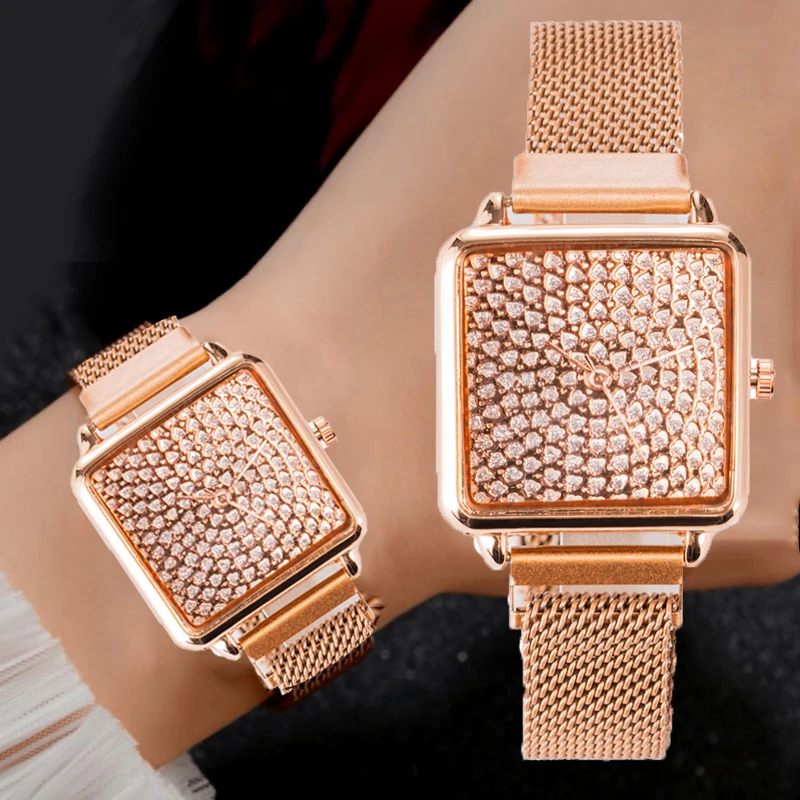 Часы наручные женские кварцевые с кристаллами люксовые Аналоговые Подарочные из