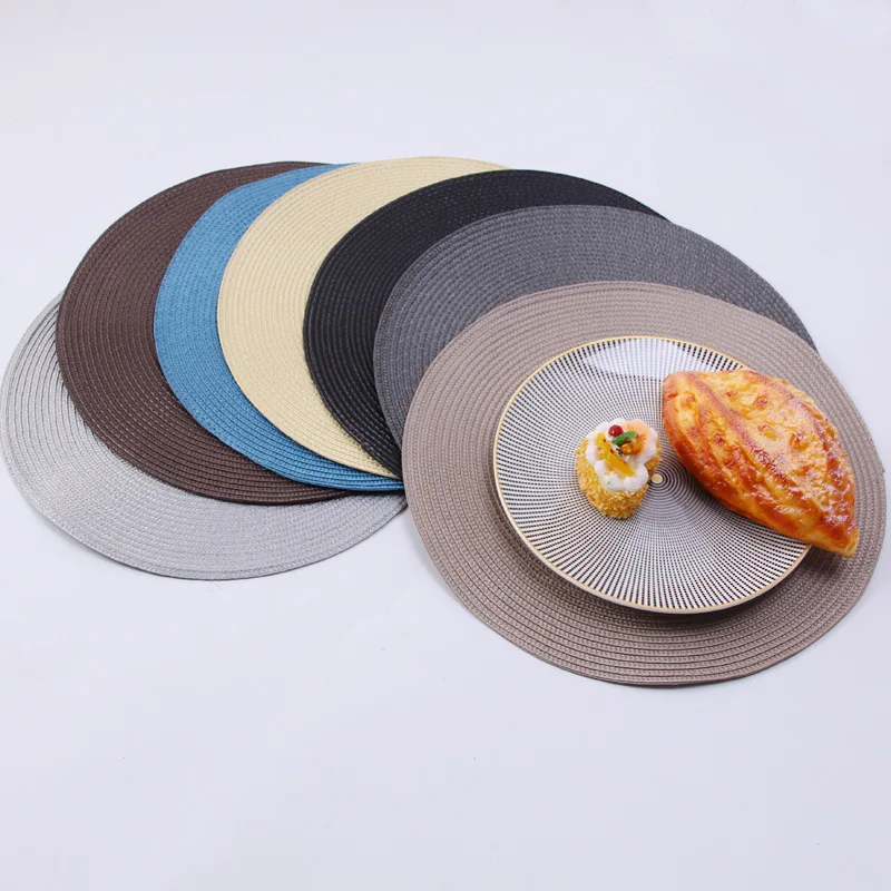 

Kitchen Dining Napkin Pads Round Weave Placemat Non-Slip Table Mats Heat Resistant Coaster Cushion Party Decoration