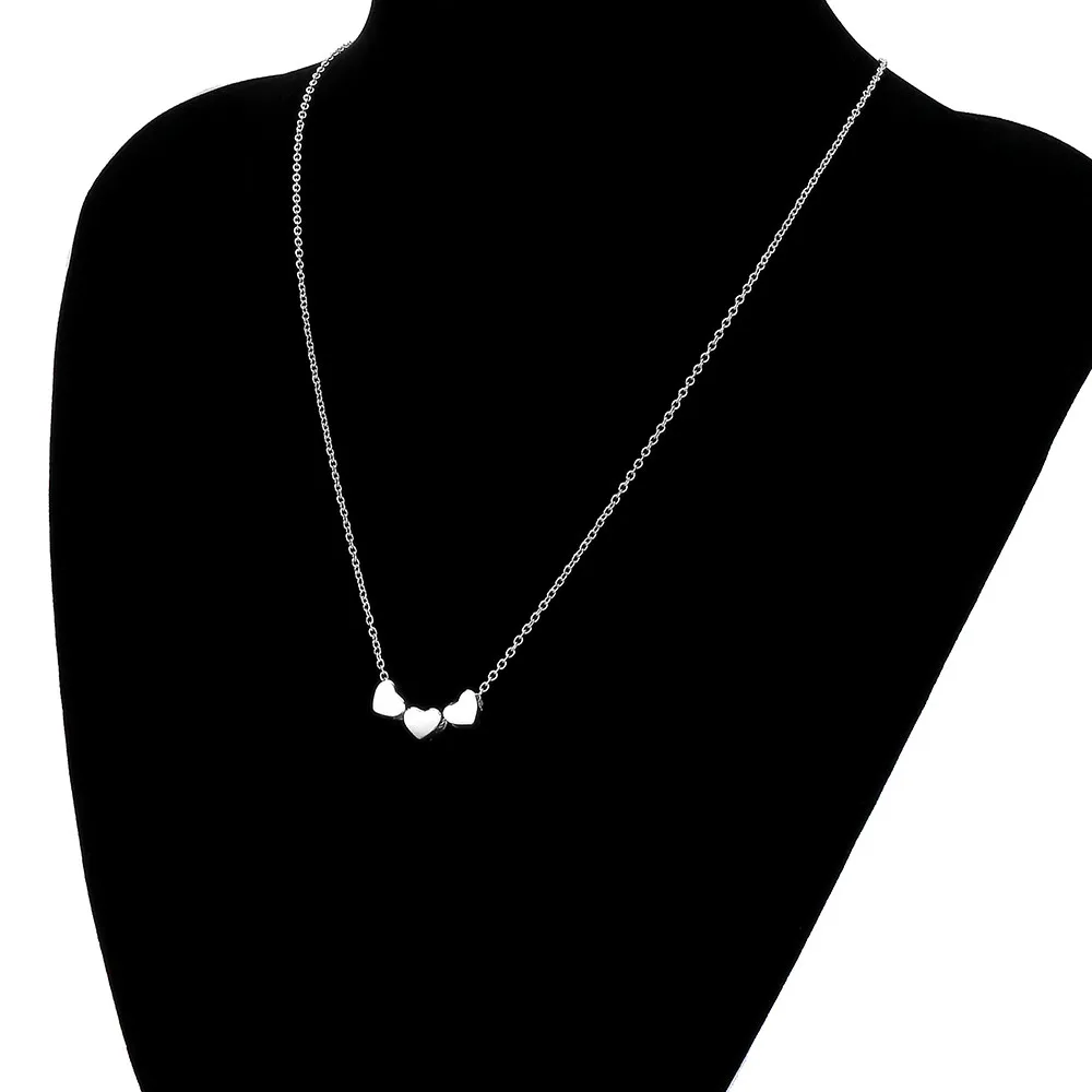 Beauty Charm женское ювелирное ожерелье чокер из нержавеющей стали три сердца кулон