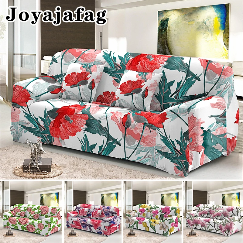 

1/2/3/4 Seater Elegant Flowers Elastic Sofa Covers Washable L Shape Couch Cover All-cover Slipcovers For Living Room Drop Ship