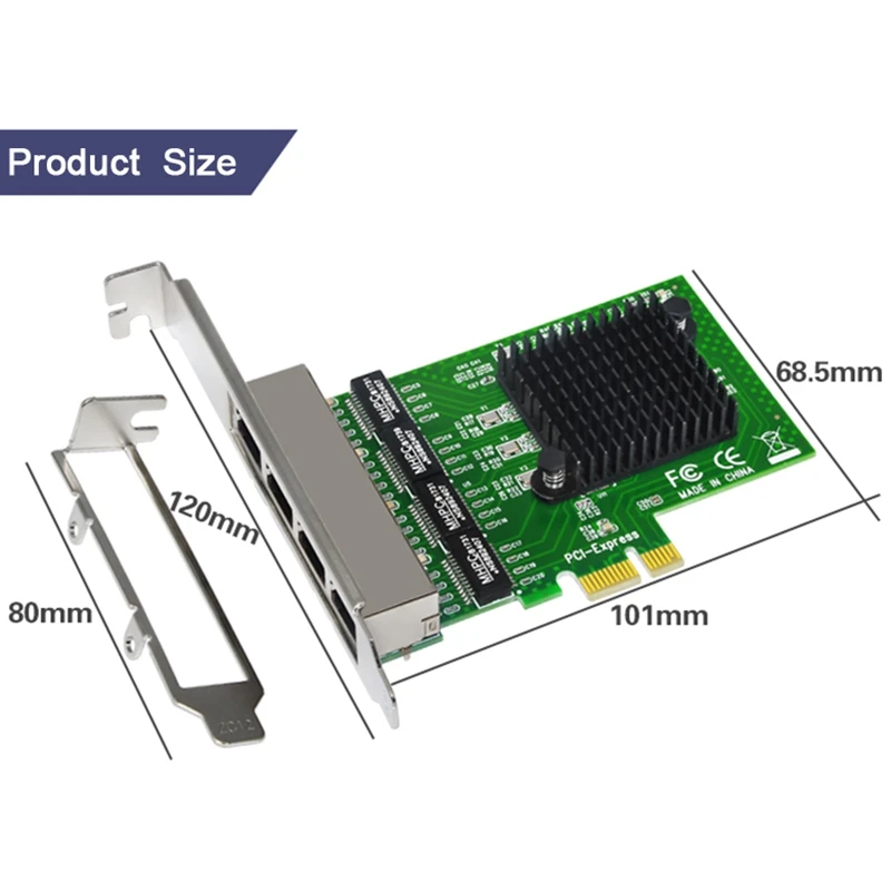 Network Card 4 Port Gigabit Ethernet 10/100/1000M PCI-E PCI Express To 4X LAN Adapter for Desktops | Компьютеры и офис